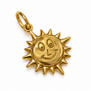 18K Yellow Gold Smiling Sun Pendant