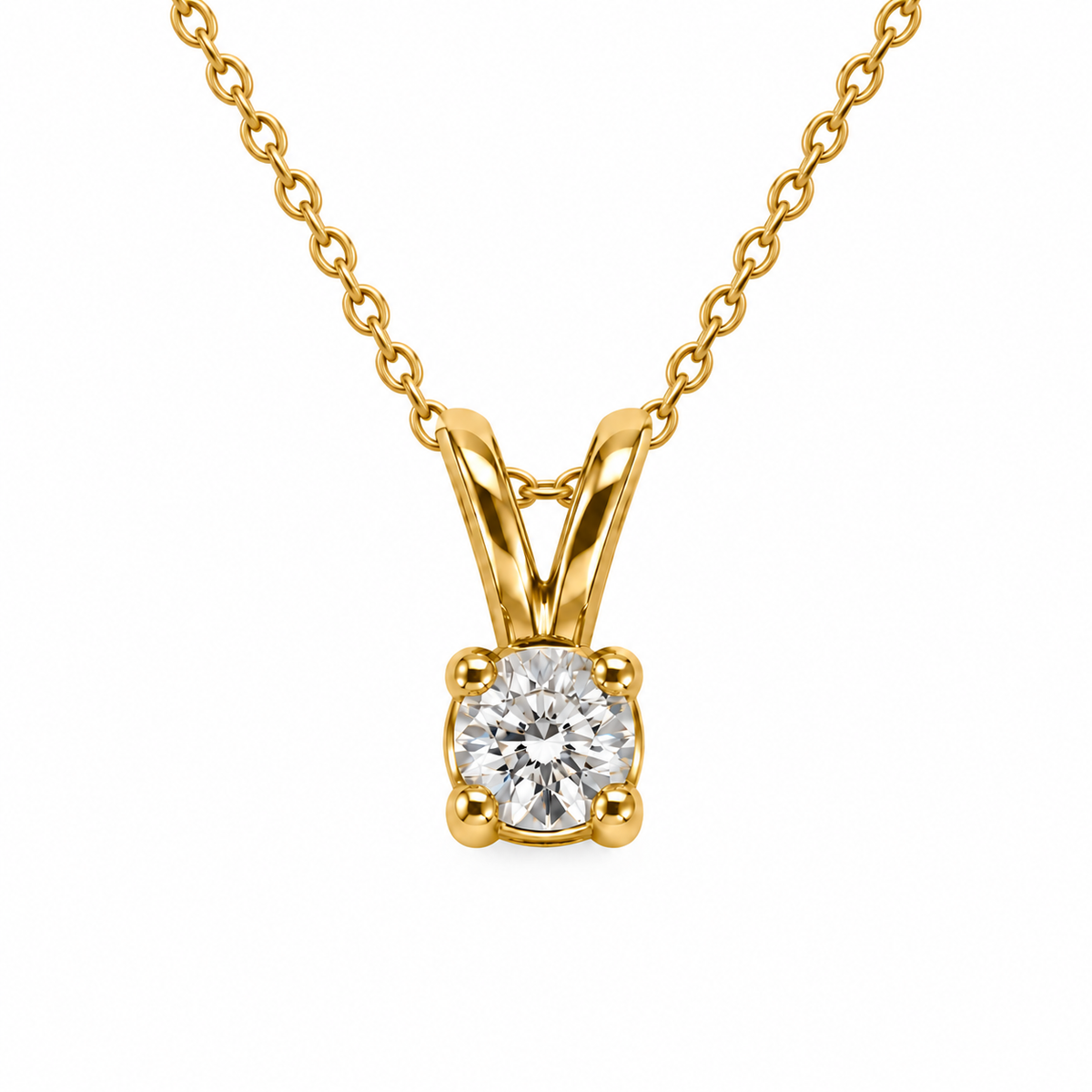 14K Yellow Gold Solitaire Diamond Pendant