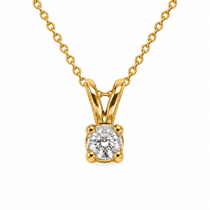 14K Yellow Gold Solitaire Diamond Pendant