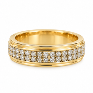 14K Yellow Gold Double-Row Diamond Pavé Band Ring
