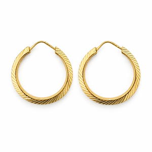 18K Yellow Gold Diamond-Cut Hoop Earrings