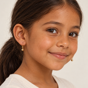 10K Yellow Gold Kids Ball Drop Fish Hook Earrings