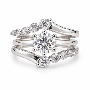 14K White Gold Graduated Diamond Contour Ring Jacket
