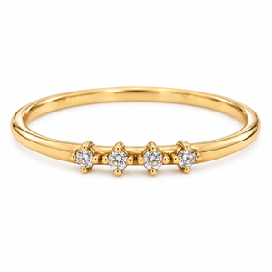 18K Yellow Gold Three-Stone Cubic Zirconia Ring