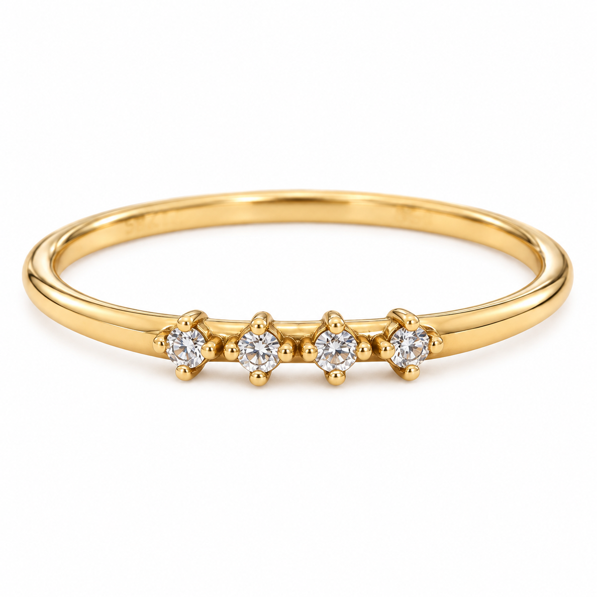 18K Yellow Gold Four-Stone Cubic Zirconia Ring
