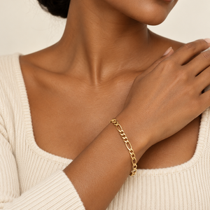 18K Yellow Gold Figaro Chain Bracelet