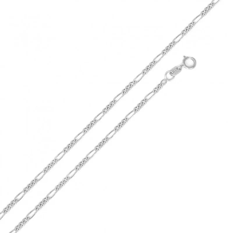 Rhodium Plated 925 Sterling Silver Figaro 035 Chain 1.2mm