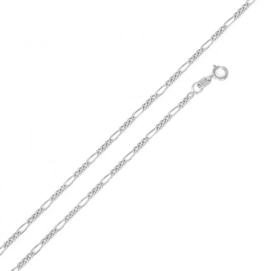 Rhodium Plated 925 Sterling Silver Figaro 035 Chain 1.2mm