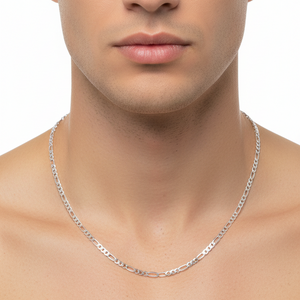 Sterling Silver Rhodium-Plated Flat Figaro Chain 4.4mm