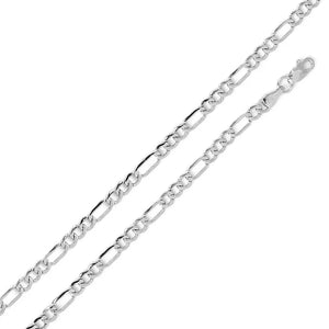 925 Sterling Silver Rhodium Plated Flat Light Weight Figaro 100 Chain 4mm