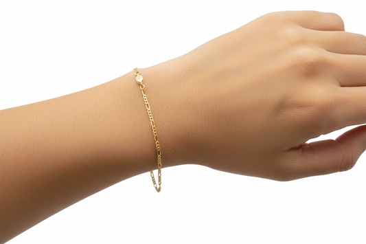 18K Yellow Gold Figaro Style Bracelet 2.01gr 8"