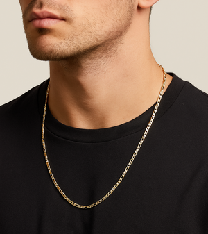 Yellow Gold Figaro Link Chain with Diamond cut, 14k, 22 Inches