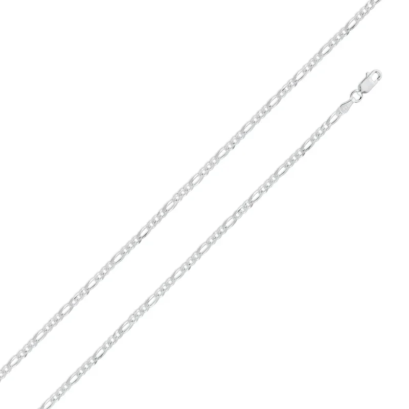 Sterling Silver Rhodium-Plated Figaro Chain 18"