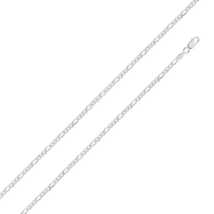Sterling Silver Rhodium-Plated Figaro Chain 18"