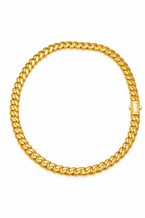 Yellow Gold Collar Wide Miami Curb Chain Necklace. 18k, 38.8gr, 18