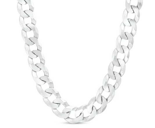 Sterling Silver Flat Curb Chain, 925, 20 Inches