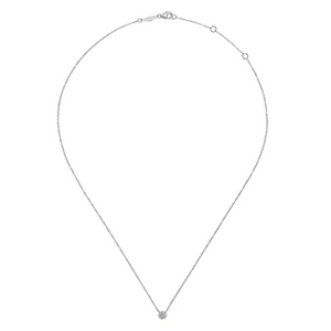 Gabriel & Co. White Gold Floral Diamond Pendant Necklace. Collection: Classic 14k, TDW:0.06ct- Resale