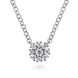 Gabriel & Co. White Gold Floral Diamond Pendant Necklace TDW: 06 CT s. Collection: Classic 14k