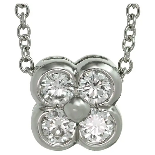 Tiffany & Co. Platinum Diamond Flower Pendant Necklace .08ct 16inches. Floating Charm StylePLAT 3.1gr
