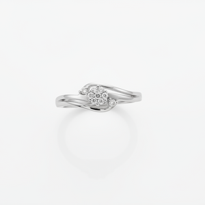 925 Sterling Silver Diamond Rosette Ring