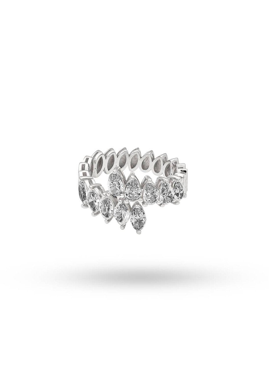 Yellow Gold Wrap around Ring with two rows of CZ, 14k, 3.7 gr, size 8