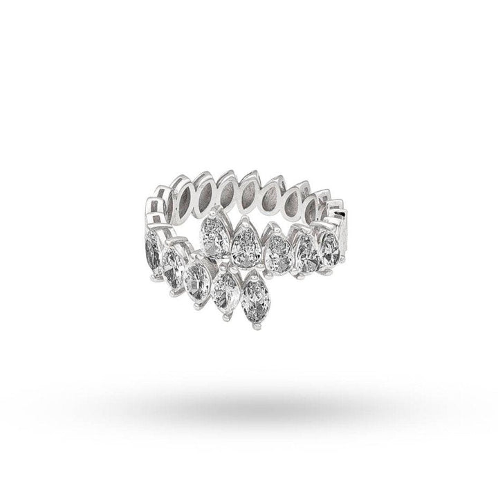 14K White Gold Elegant Double Row Ring Setting with Cubic Zirconia