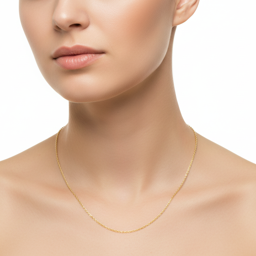 18K Yellow Gold Cable Link Chain 16" 1.9 gr