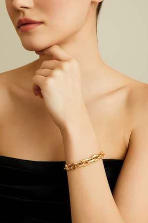 Yellow Gold Oval Link Bracelet 18k, 7-7.5inch, 9.2gr
