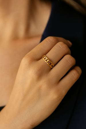 Yellow Gold Chain Link Ring. 18k, 1.4gr, Size 8