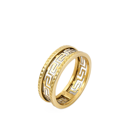 Yellow Gold Greek Key Pattern Ring, 18k, 2.3gr, size 6 1/2