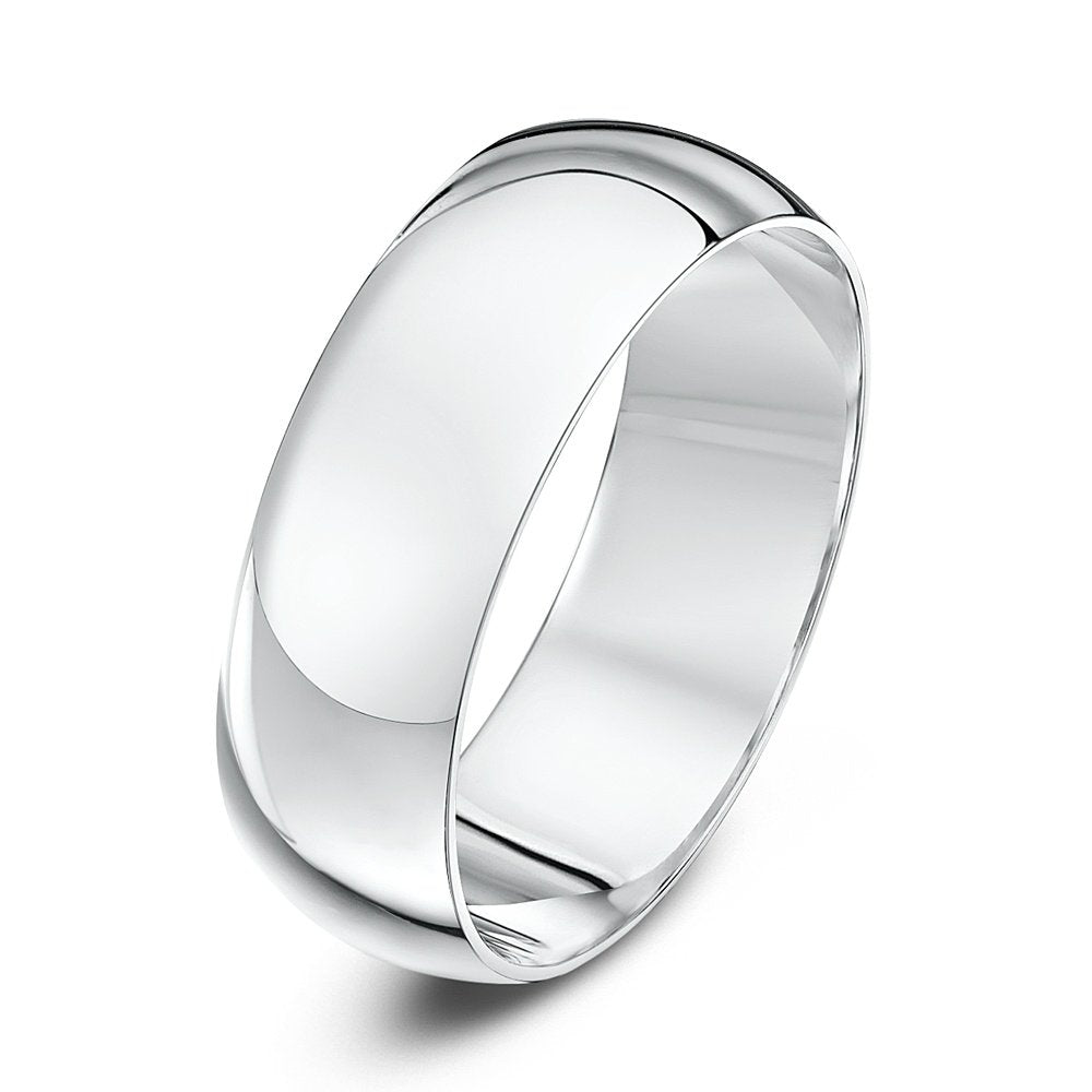Sterling Silver Rhodium Plated Half dome Ring, 925, Size 11