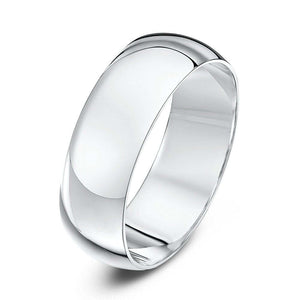 Sterling Silver Rhodium Plated Half dome Ring, 925, Size 11