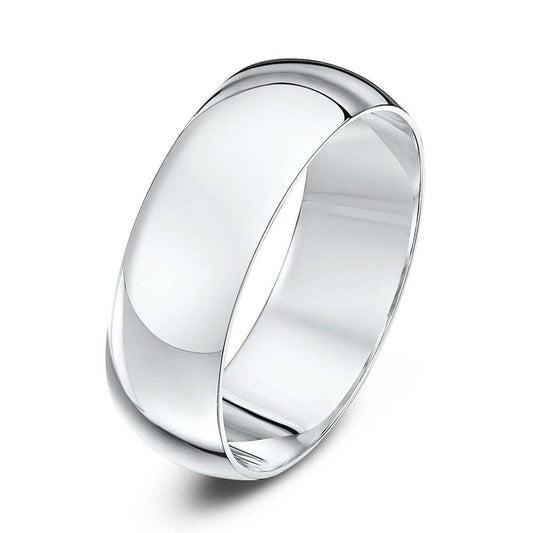 Sterling Silver Rhodium Plated Half dome Ring, 925, Size 11