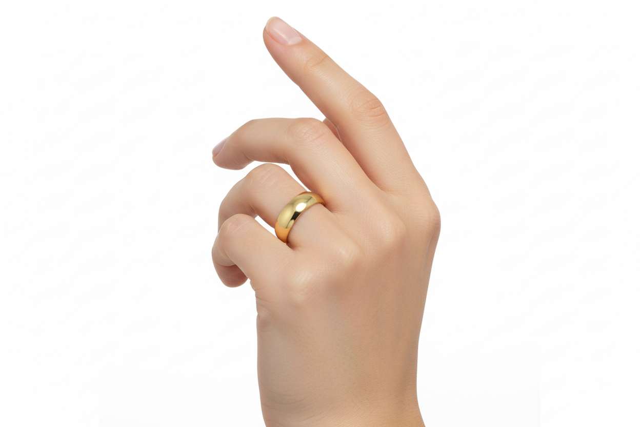 18K Yellow Gold Simple Band Half – dome