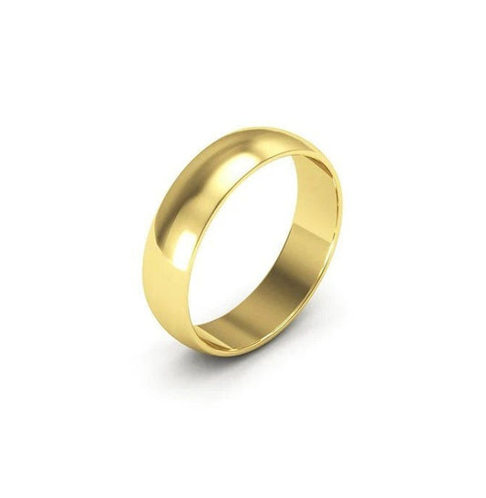 18K Yellow Gold Simple Half -Dome Band, 4.9mm