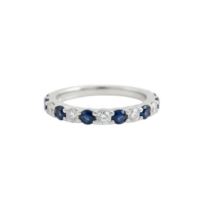 925 Sterling Silver Sapphire and  Lab-Grown Diamond Half-Eternity Ring