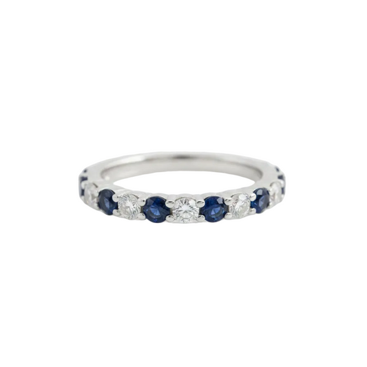 925 Sterling Silver Sapphire and  Lab-Grown Diamond Half-Eternity Ring