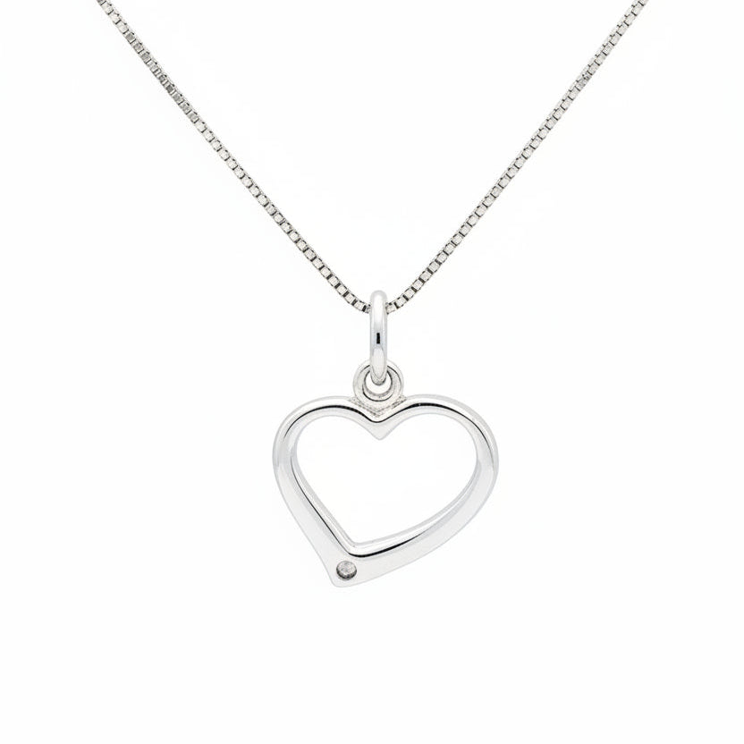 925 Sterling Silver Open Heart Box Chain Necklace