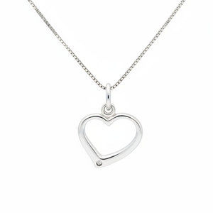 925 Sterling Silver Open Heart Box Chain Necklace