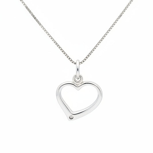 925 Sterling Silver Open Heart Box Chain Necklace
