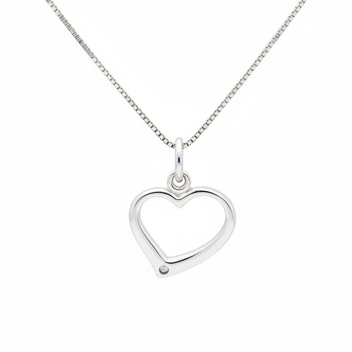 925 Sterling Silver Open Heart Box Chain Necklace