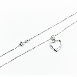925 Sterling Silver Open Heart Box Chain Necklace