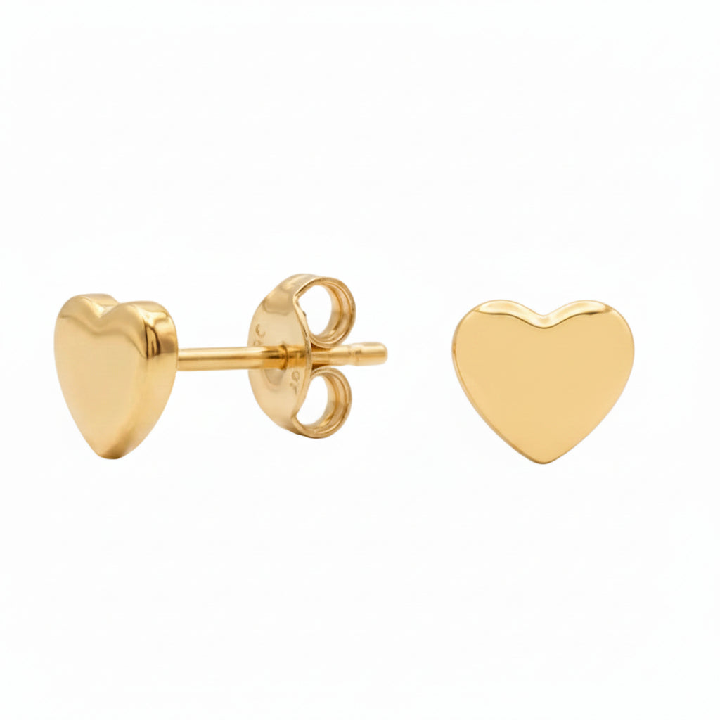 10k Yellow Gold Heart Stud Earrings