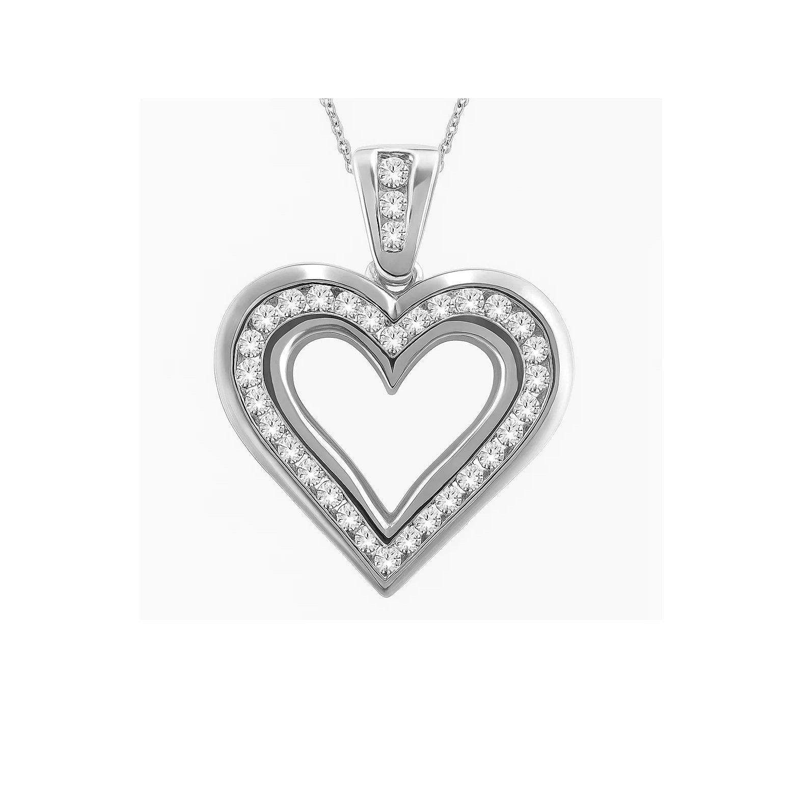14K White Gold Heart Shaped Diamond Pendant TDW: 0.42ct VS – SI. GH