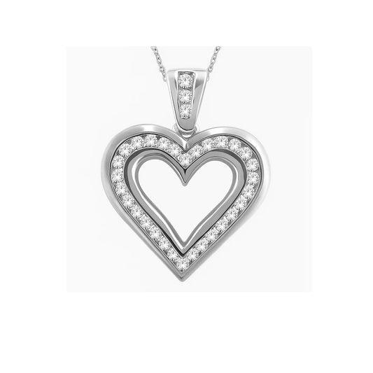 14K White Gold Heart Shaped Diamond Pendant TDW: 0.42ct VS – SI. GH