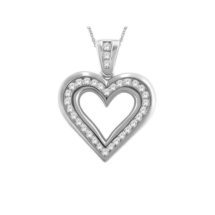 14K White Gold Heart Shaped Diamond Pendant TDW: 0.42ct VS – SI. GH