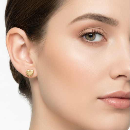 10k Yellow Gold Heart Stud Earrings