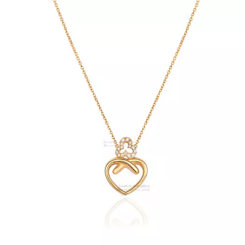 Yellow Gold Heart Necklace with a flower of top setting with Cubic Zirconia, 18k, 16 1/2 to 18 Inches Adjustable, 4.03gr