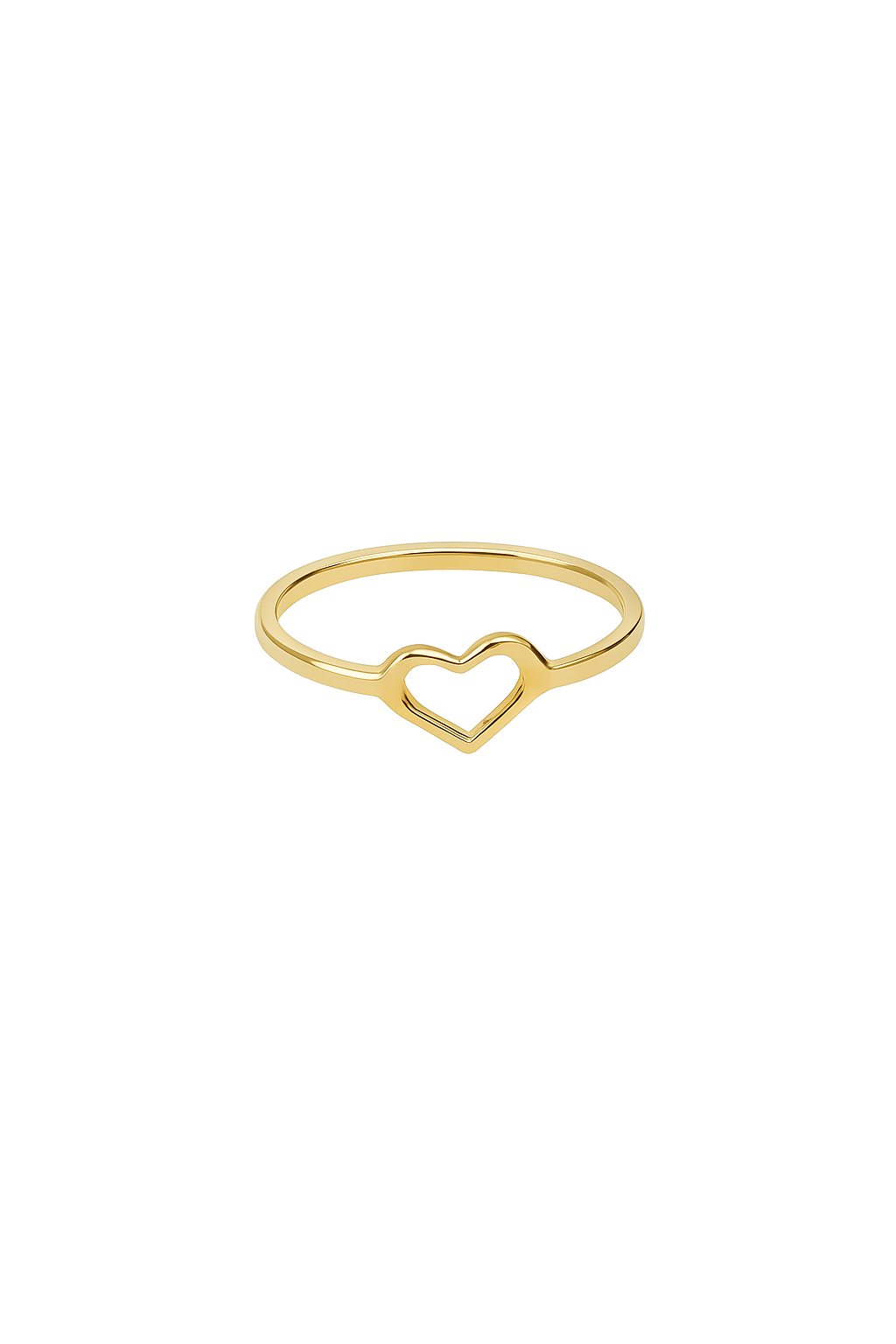 Yellow Gold Thin Band with Heart Setting, 18k, 1gr, size 5.5
