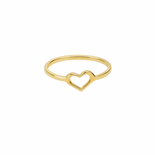 18K Yellow Gold Thin Band with Heart Setting size 5.5